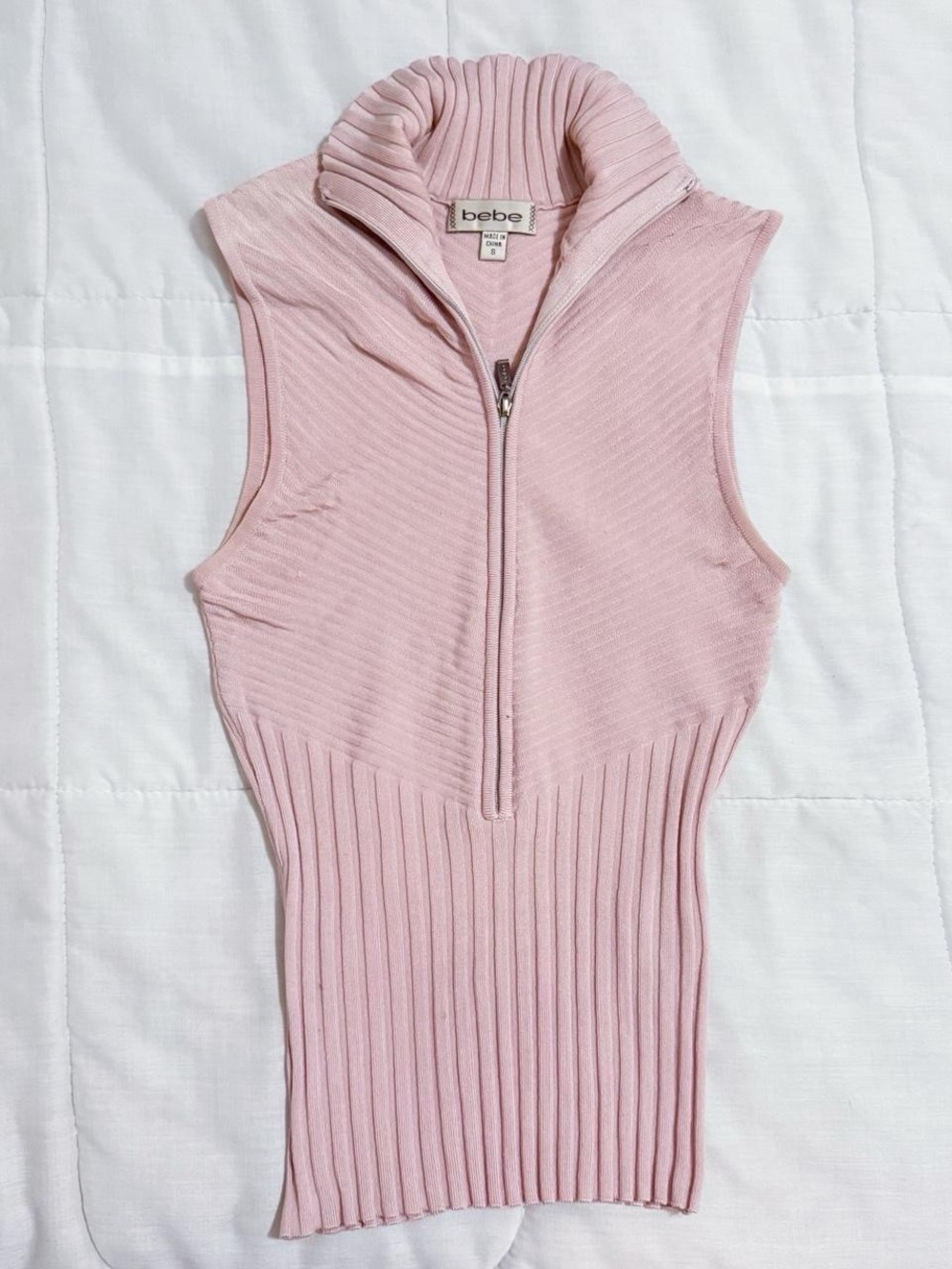 Bebe y2k pink ribbed knit tank top
